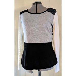 White House Black Market Colorblock Lace Sweater